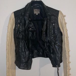 Leather sweater jacket